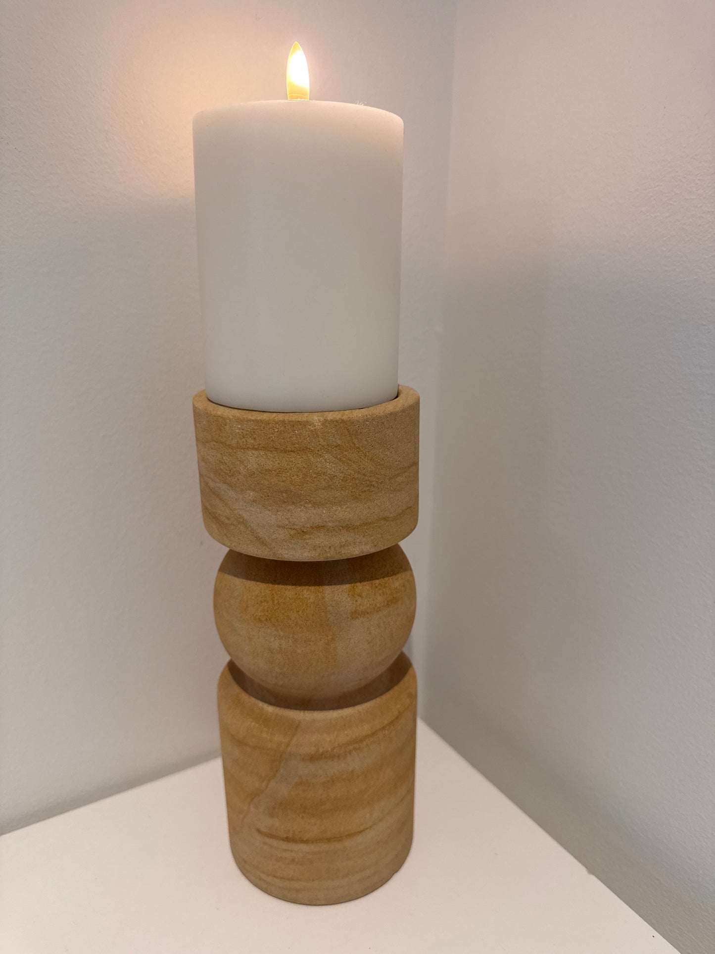 Natural Sandstone Candle Holder - Small