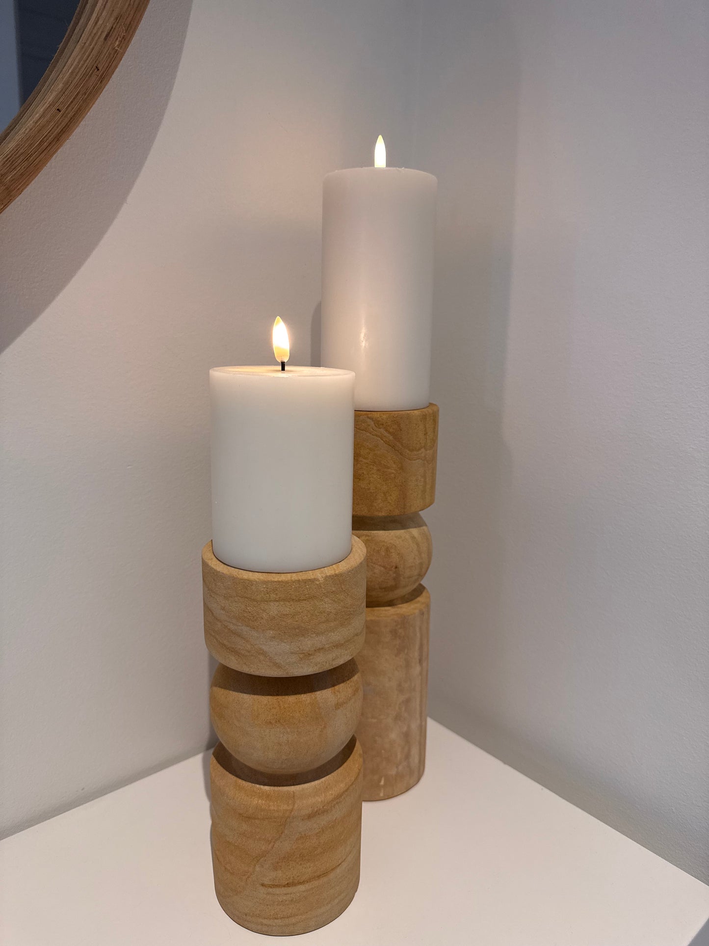 Natural Sandstone Candle Holder - Small