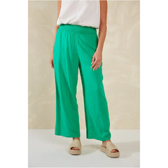 Linen Blend Wide Leg Pants - Green