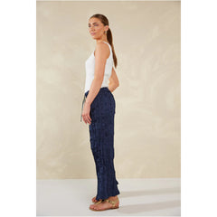 Plissé Wide-Leg Pants - Black