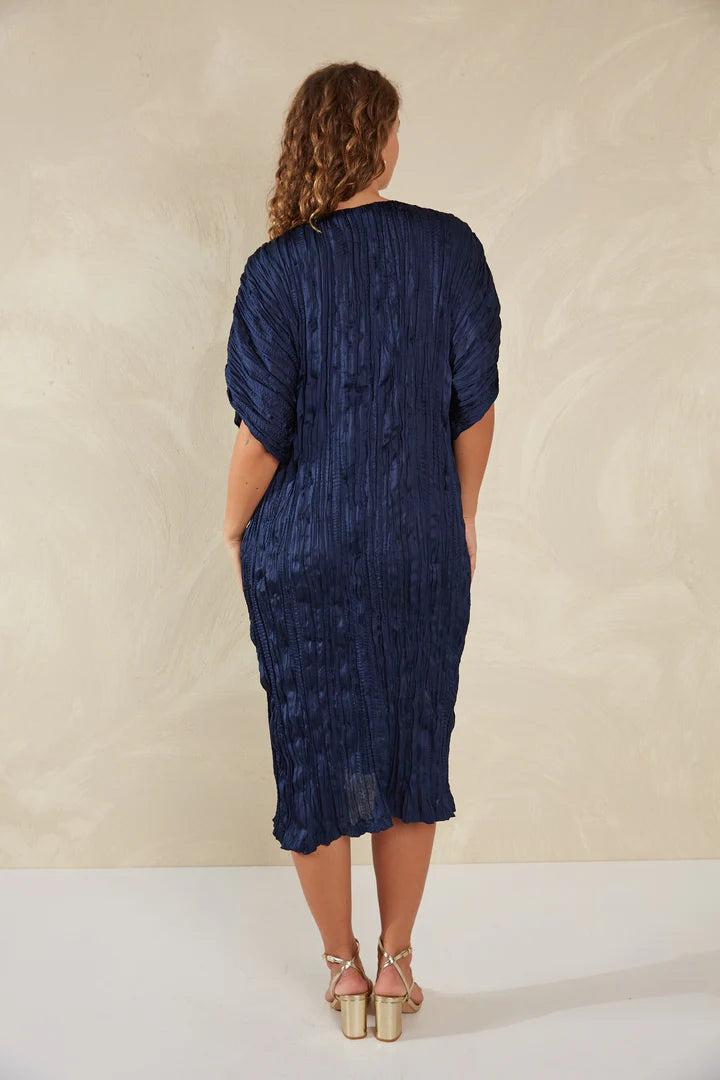 Plissé Dress - Navy