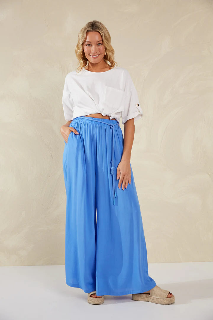 High-Waisted Wide-Leg Pants - Blue