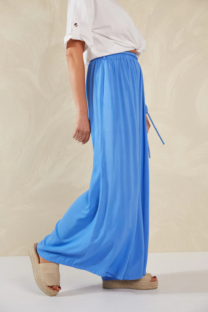 High-Waisted Wide-Leg Pants - Blue