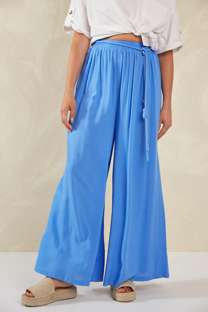 High-Waisted Wide-Leg Pants - Blue