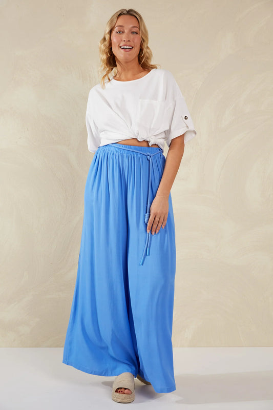 High-Waisted Wide-Leg Pants - Blue