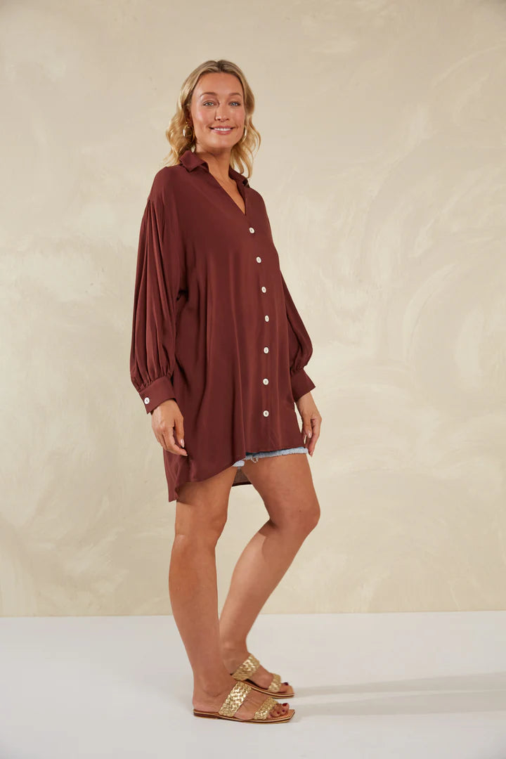 Oversized Shirt - Brown