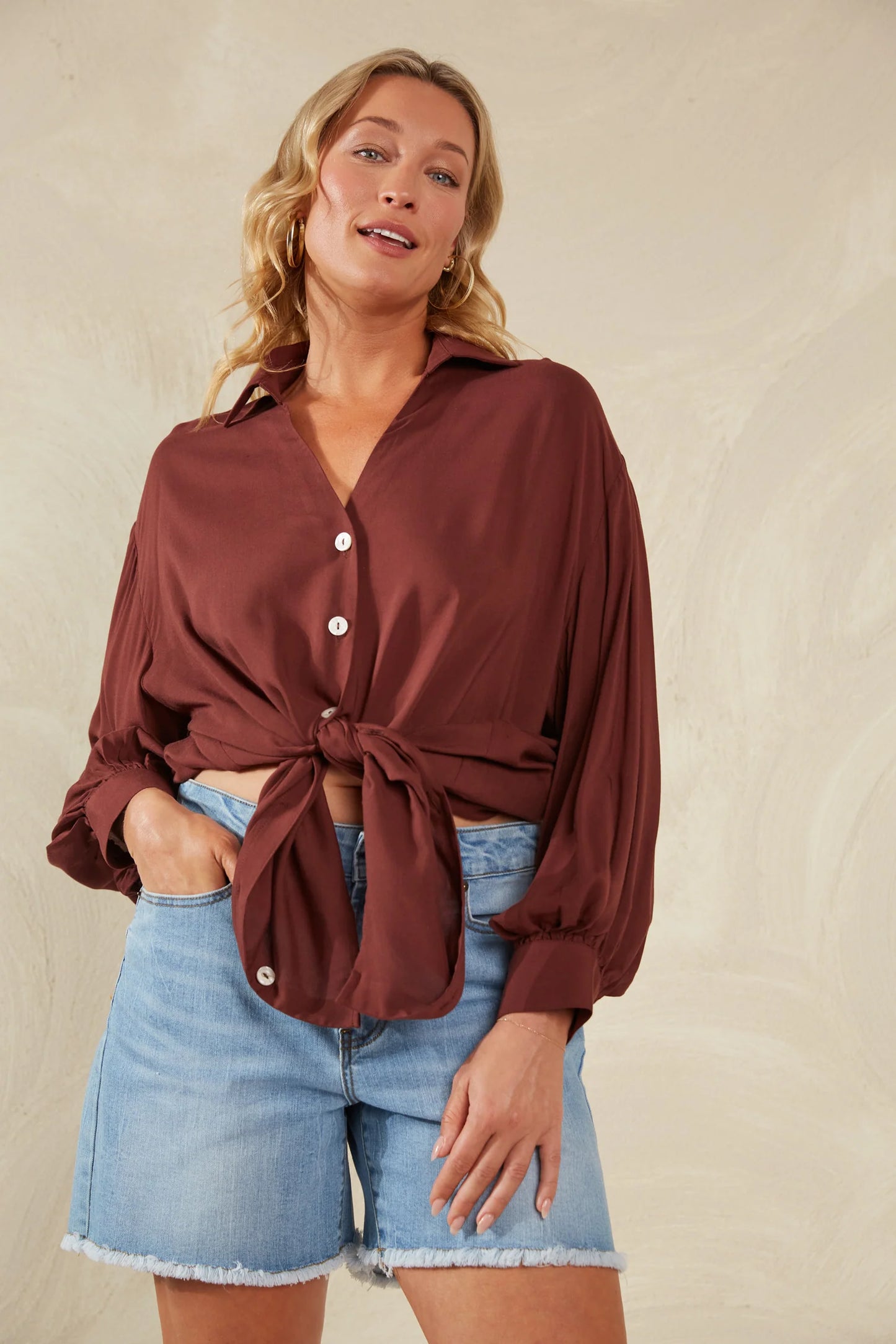 Oversized Shirt - Brown