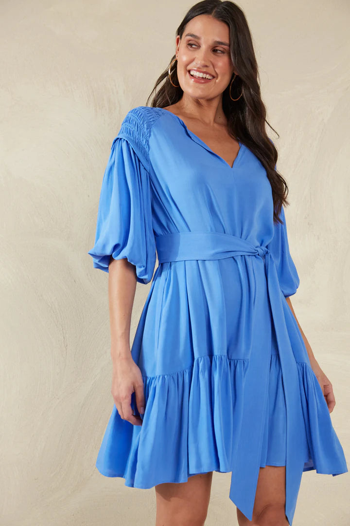 Flirty Mini Dress - Blue