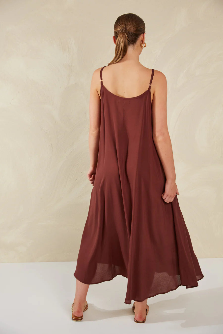 Ankle-Length Tank Dress  - Brown