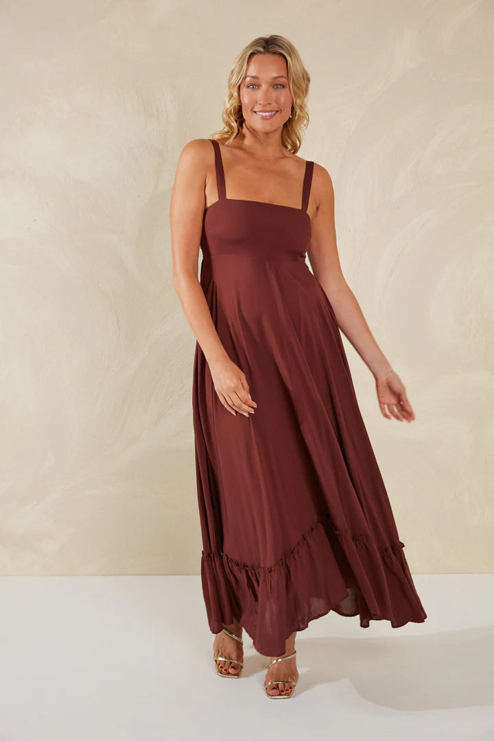 Romantic Maxi Dress - Brown