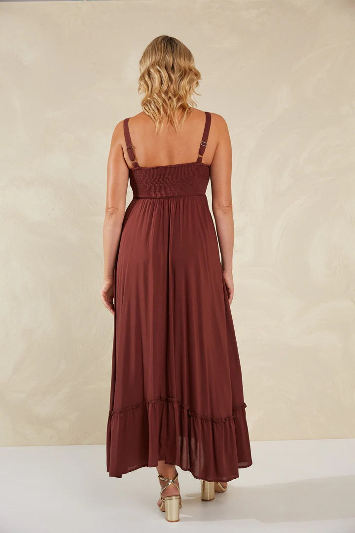 Romantic Maxi Dress - Brown