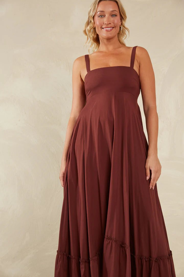 Romantic Maxi Dress - Brown