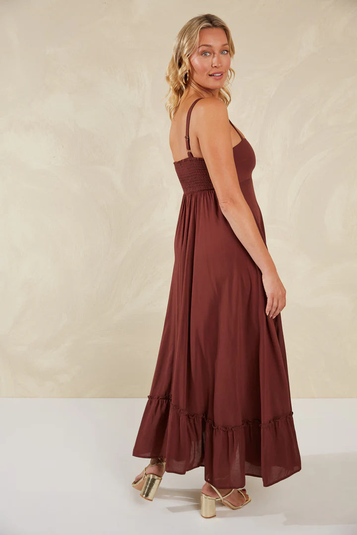 Romantic Maxi Dress - Brown