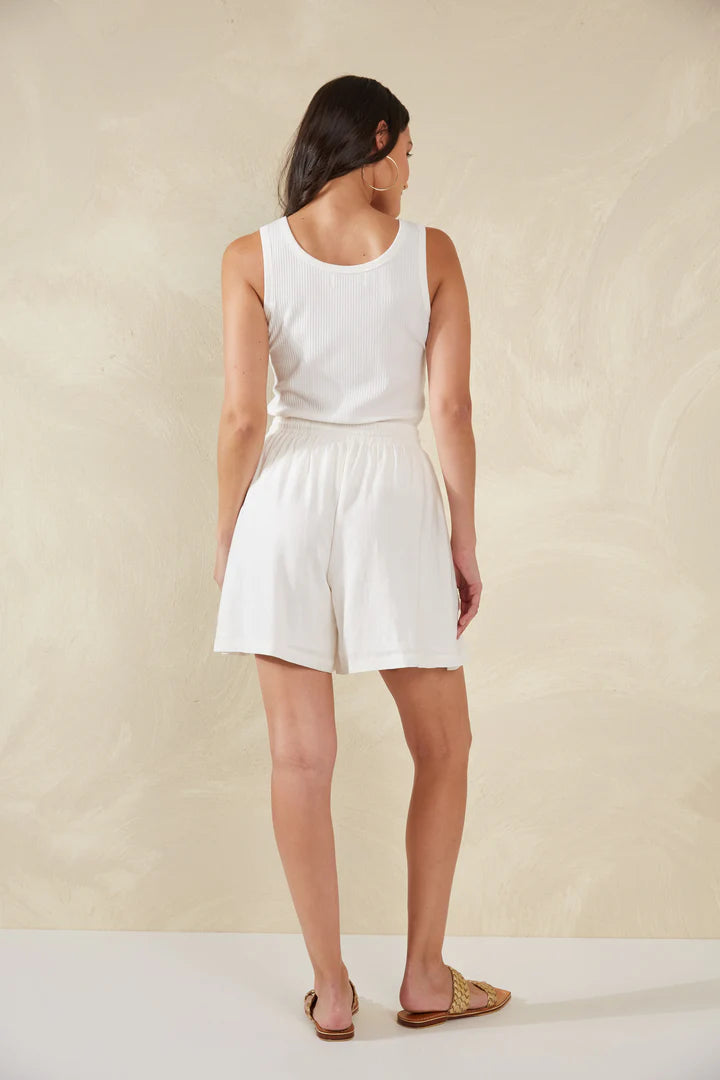 Relaxed Fit Linen Shorts - White