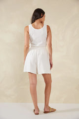 Relaxed Fit Linen Shorts - White