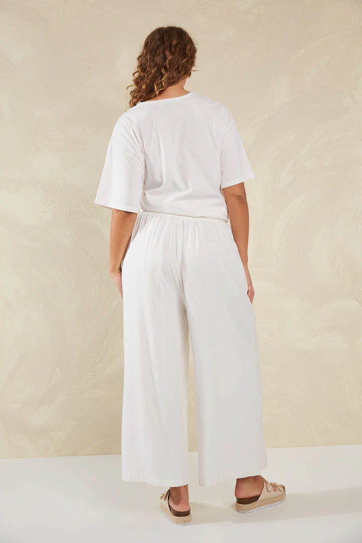 Wide-Leg Linen Blend Pants - White