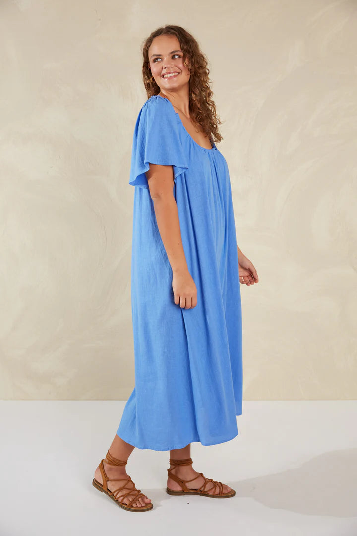 Florence Ruffle Dress - Blue