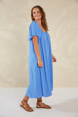 Florence Ruffle Dress - Blue
