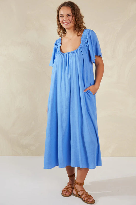 Florence Ruffle Dress - Blue