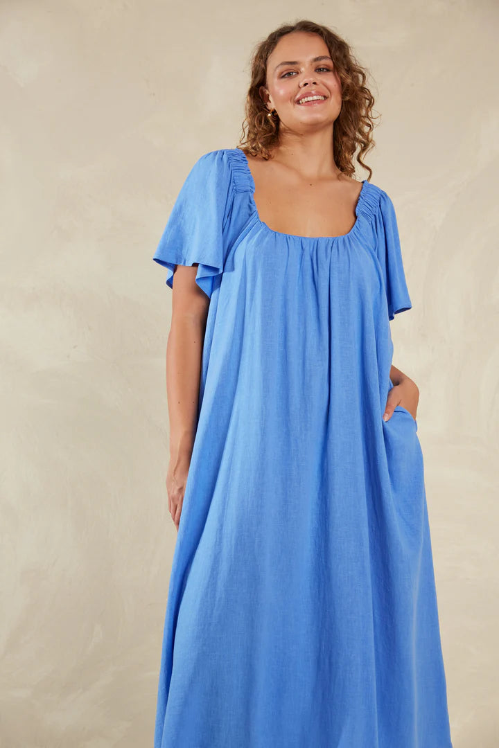 Florence Ruffle Dress - Blue