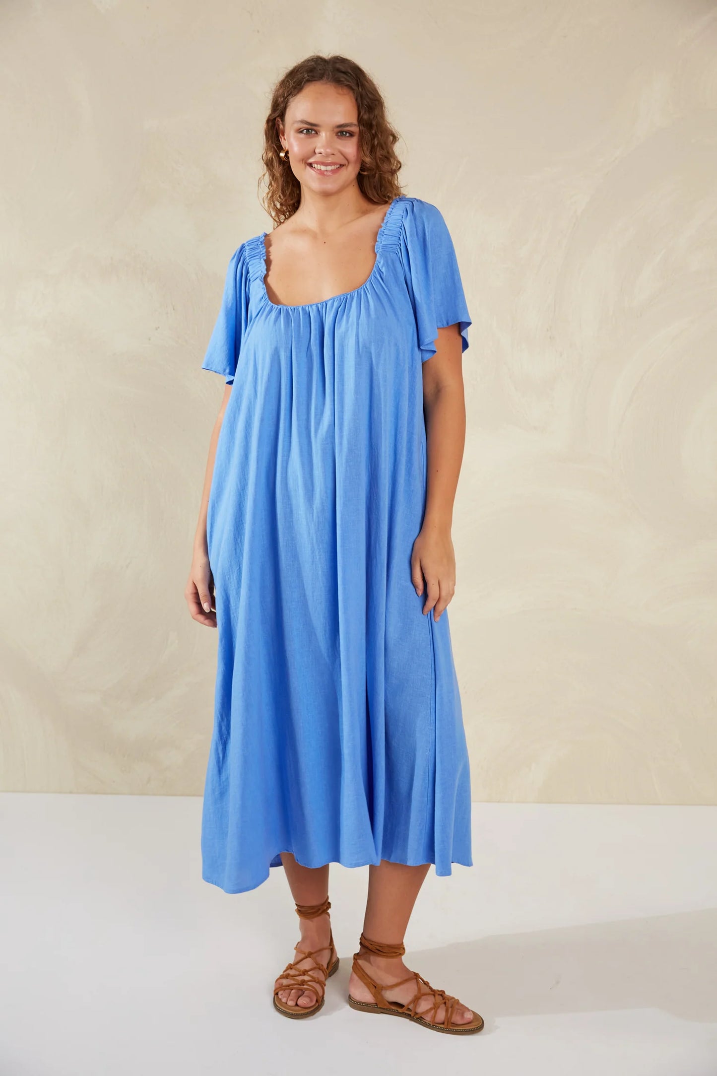 Florence Ruffle Dress - Blue