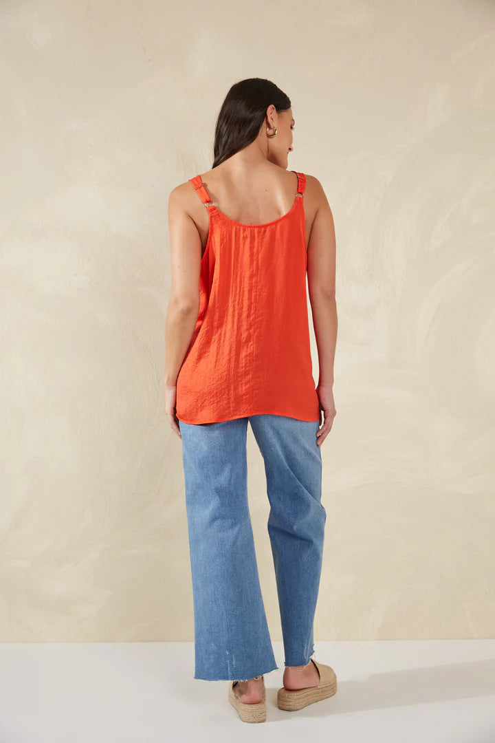 Silky V-Neck Tank Top - Aperol