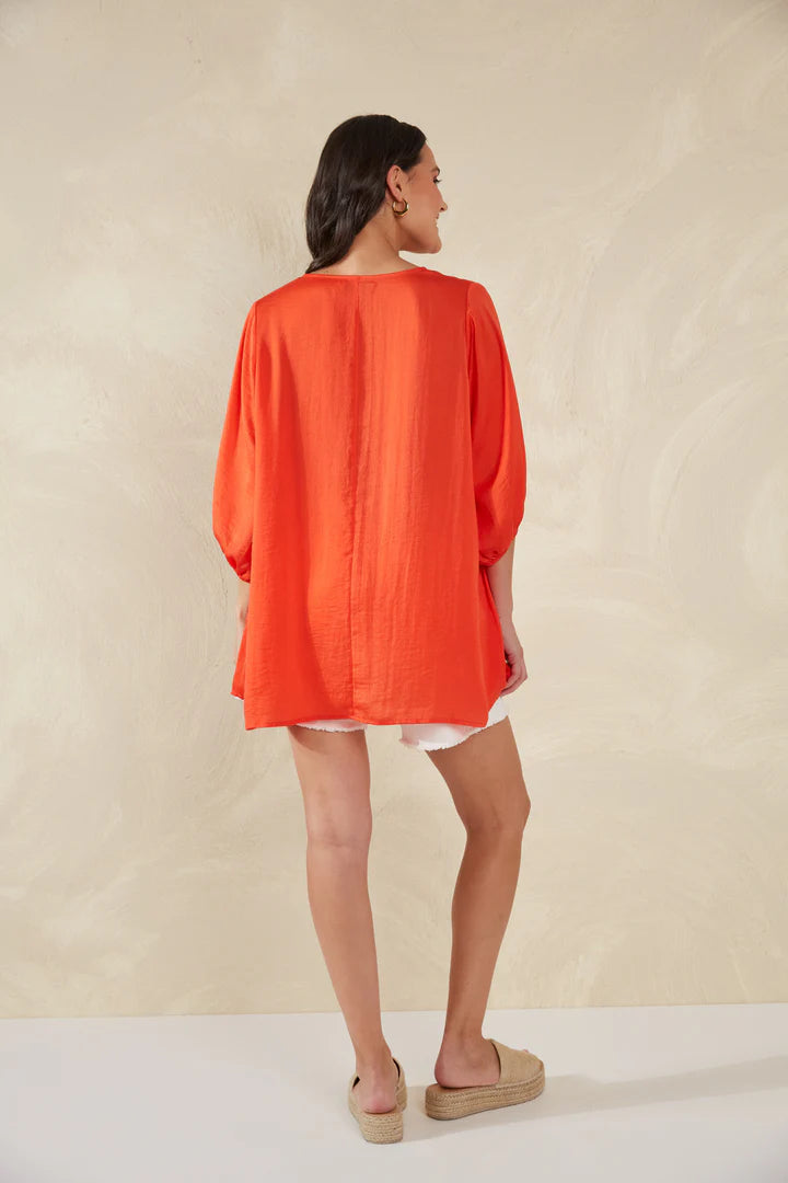 Chic Balloon Sleeve Top - Aperol