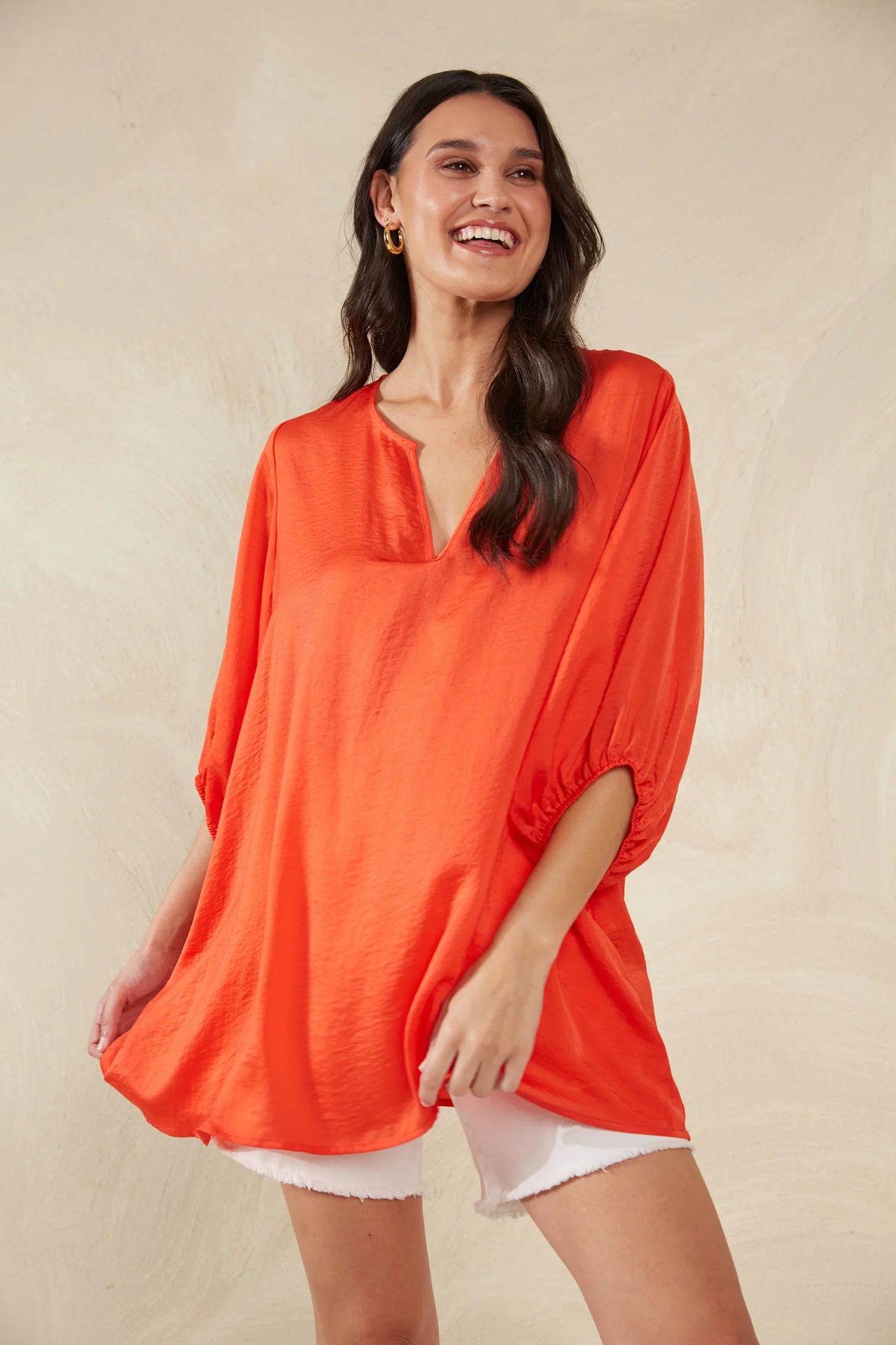 Chic Balloon Sleeve Top - Aperol