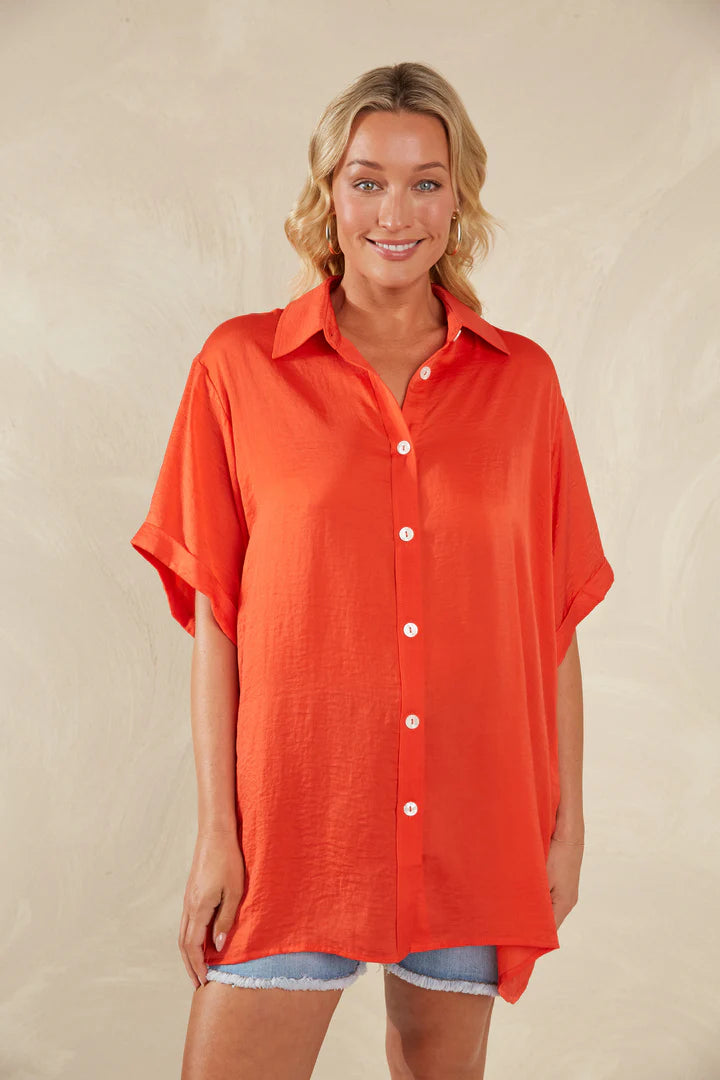 Oversized Linen Shirt - Aperol