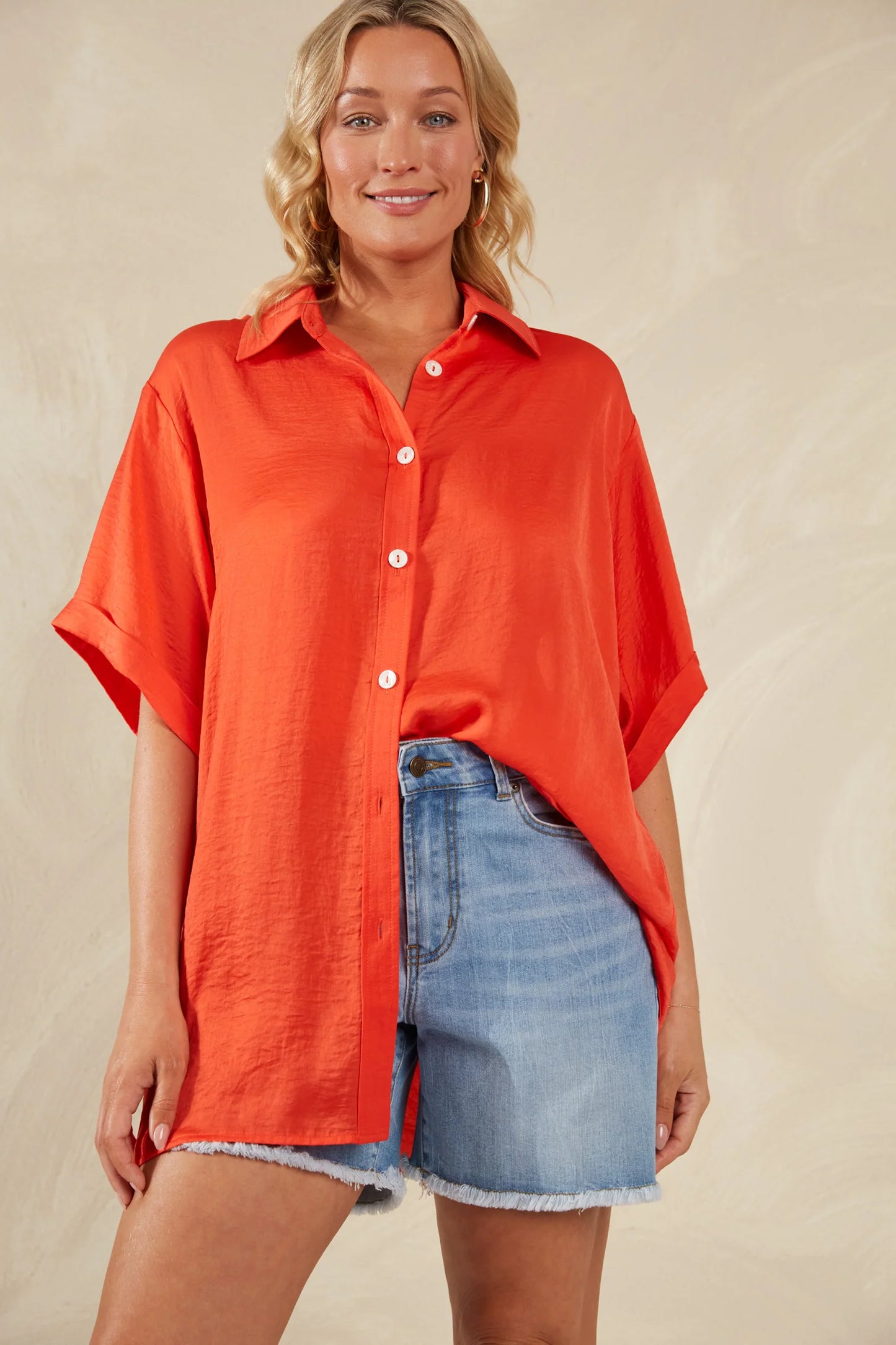 Oversized Linen Shirt - Aperol