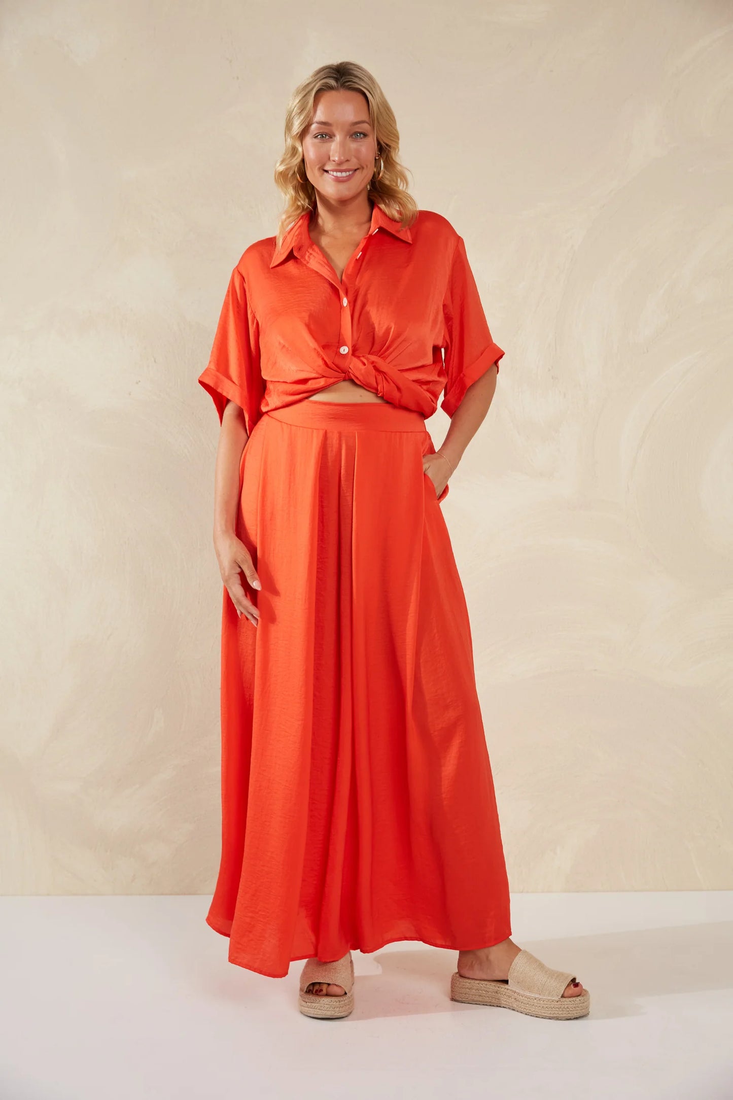 Luxe Wide Leg Pants - Aperol