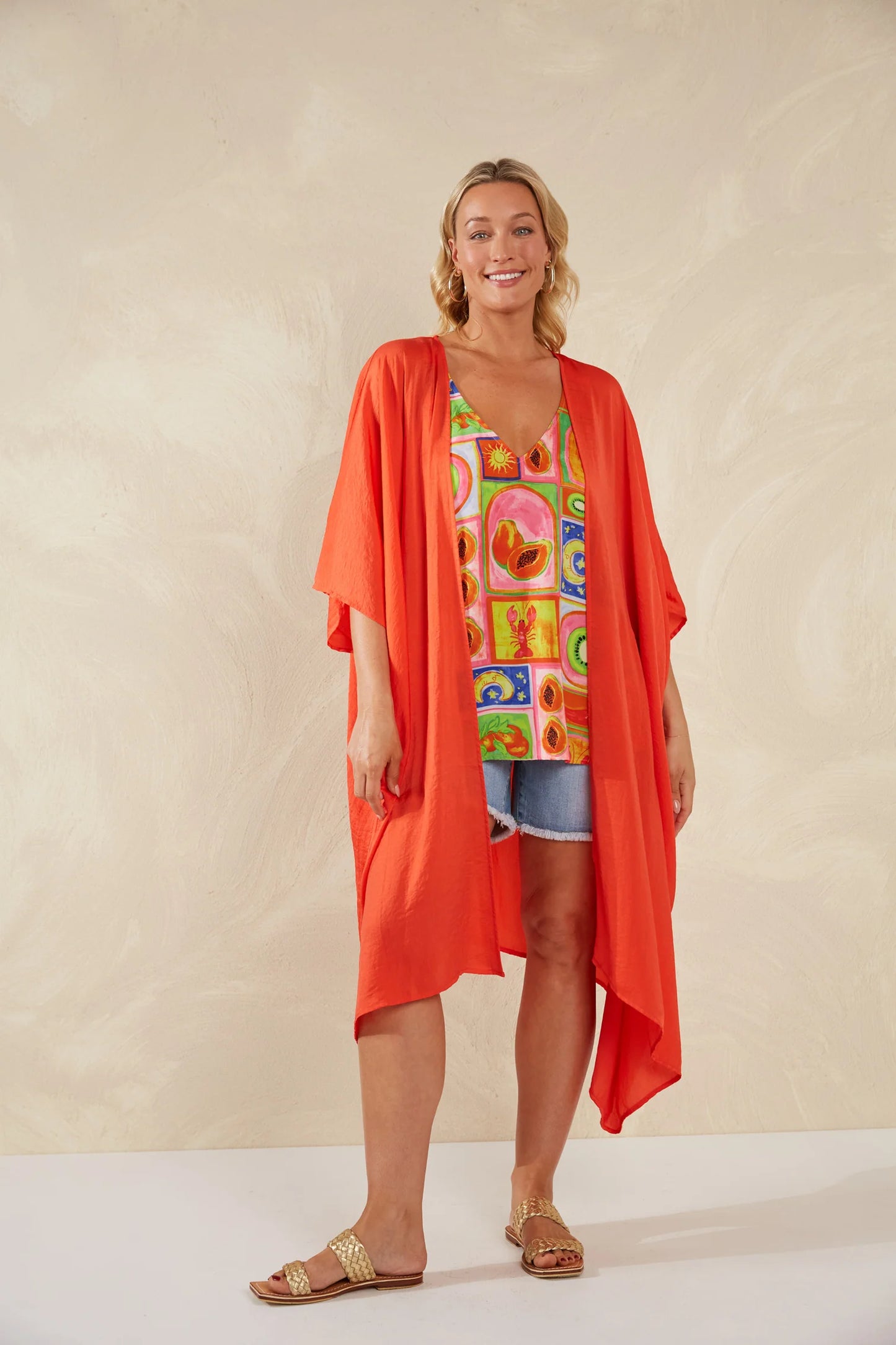 Flowy Kimono Cape - Aperol