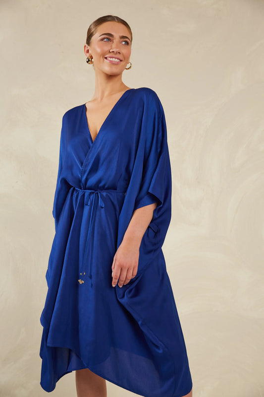 Flowy Kimono Cape - Blue