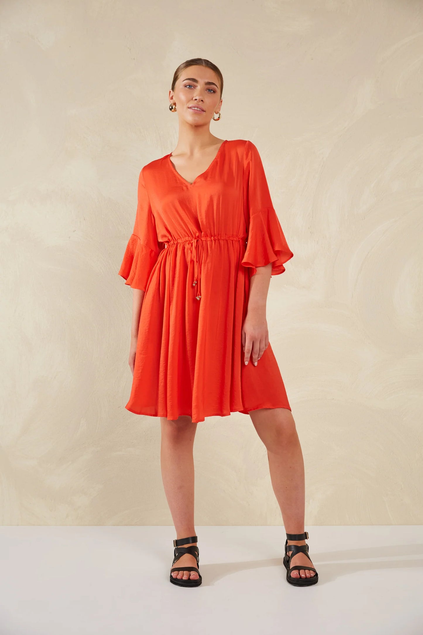 Tie-Waist Mini Dress - Aperol