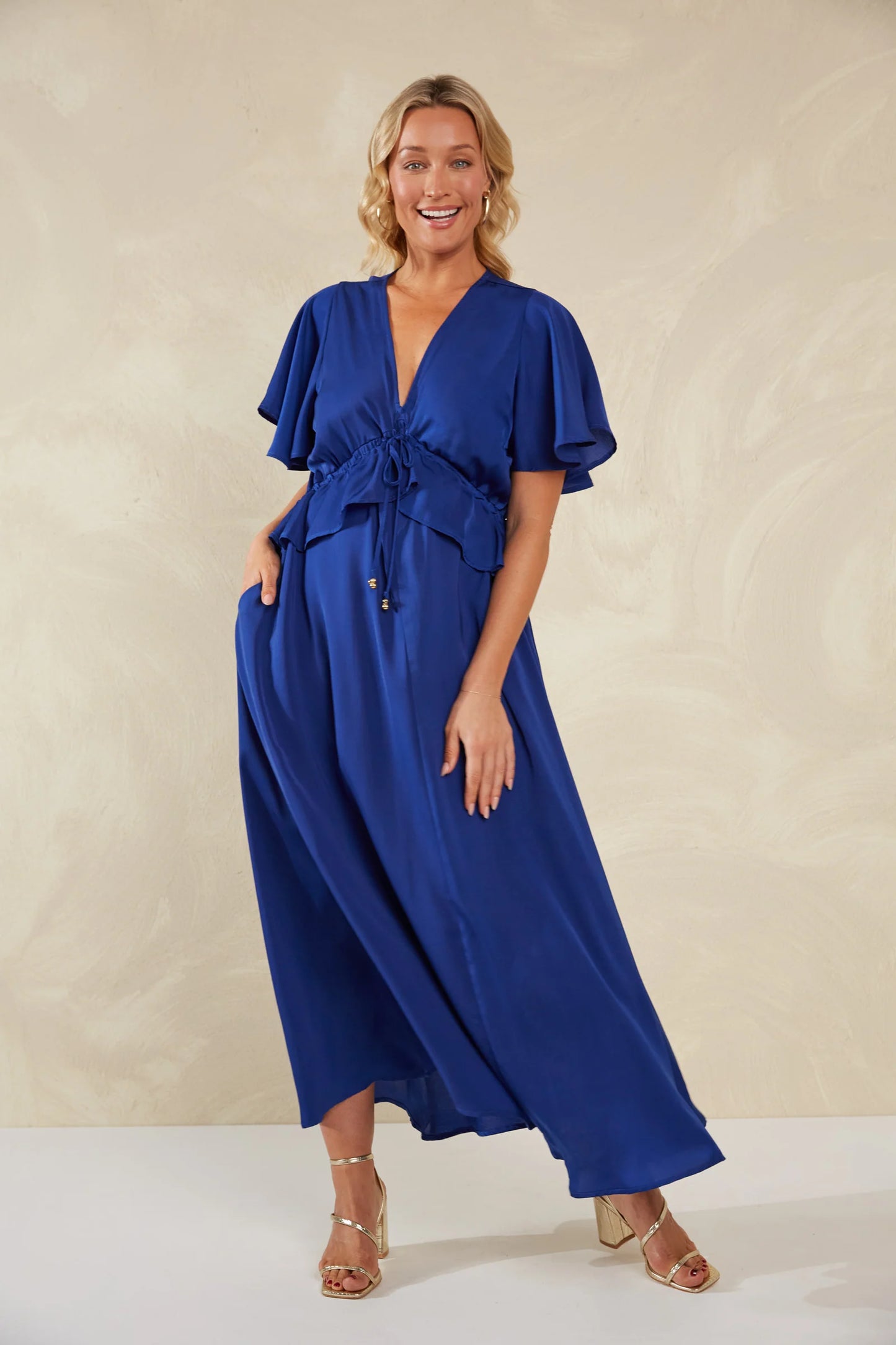 Frill Maxi Dress  - Blue