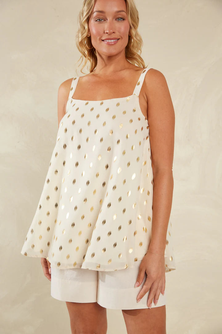 Gold Foil Tank Top  - White