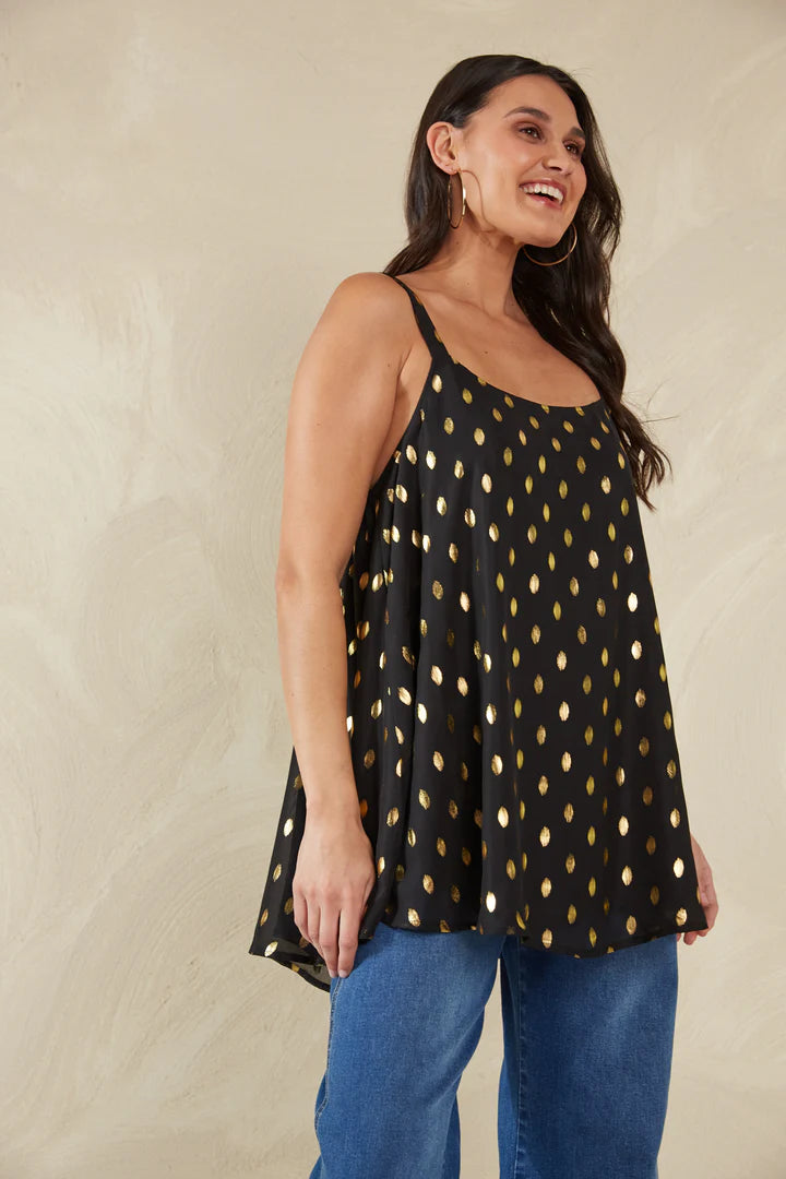 Gold Foil Tank Top  -  Black