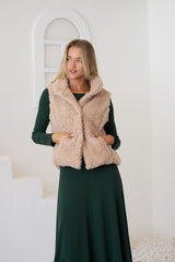 Bailey Textured Sleeveless Vest  - Beige