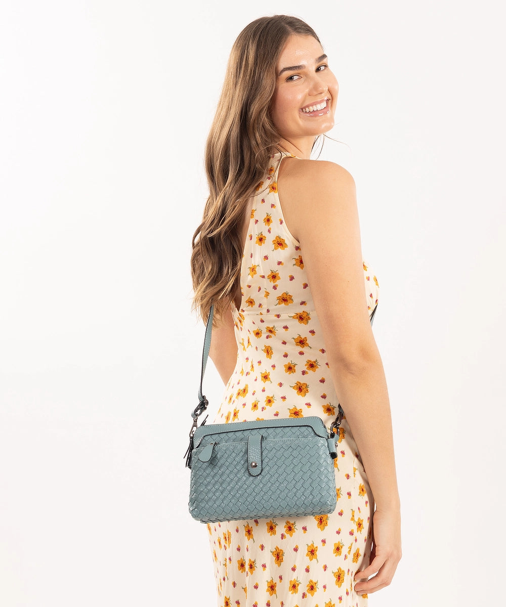 Sassy Duck Riley Cross Body Bag in Blue styled shot