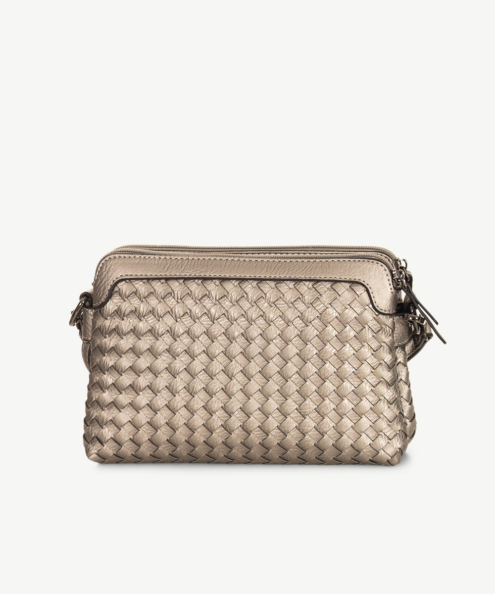 Sassy Duck Riley Cross Body Bag in Pewter detail view