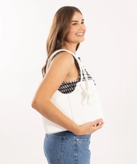 Sassy Duck Cherie Shoulder Bag in White detail view