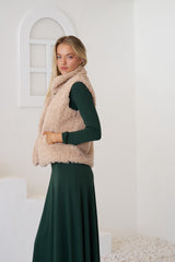 Bailey Textured Sleeveless Vest  - Beige
