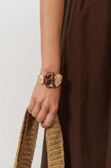 Geo Shapes Hinge Back Bangle – Chocolate