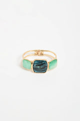 Metal Resin Hinge Back Bangle – Teal Green