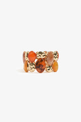 Resin Metal Pods Stretch Bracelet – Terracotta
