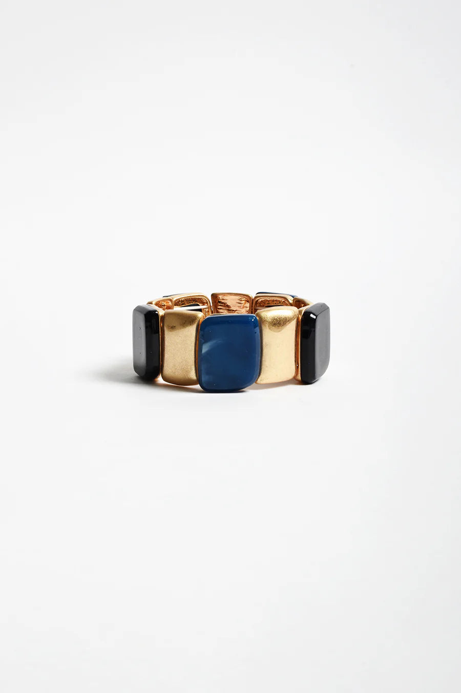 Resin Metal Panel Stretch Bracelet – Blue