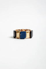 Resin Metal Panel Stretch Bracelet – Blue
