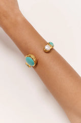 Turquoise Shell Event Bracelet – Cuff with Gold-Plated Metal
