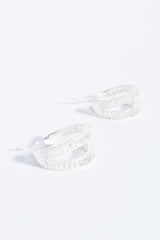 Baguette Cut Jewel Earrings – Silver