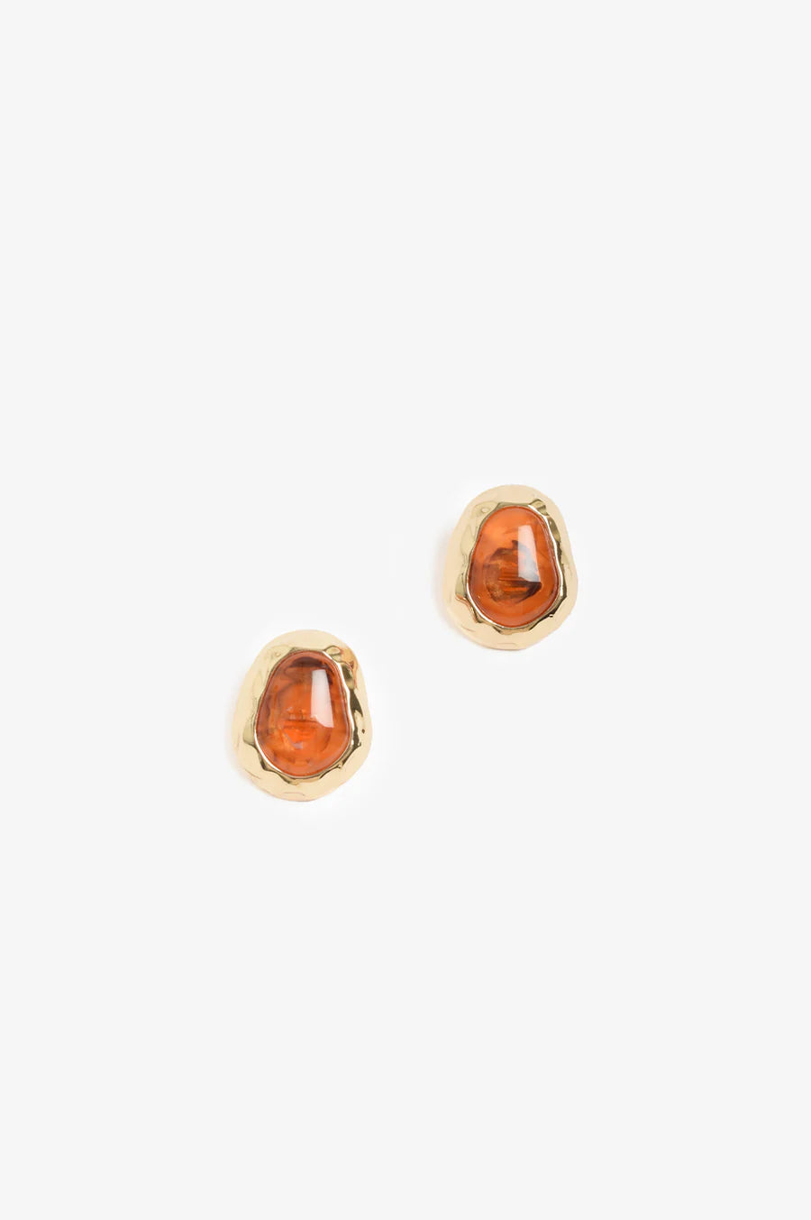 Metal-Edged Resin Stud Earrings – Terracotta
